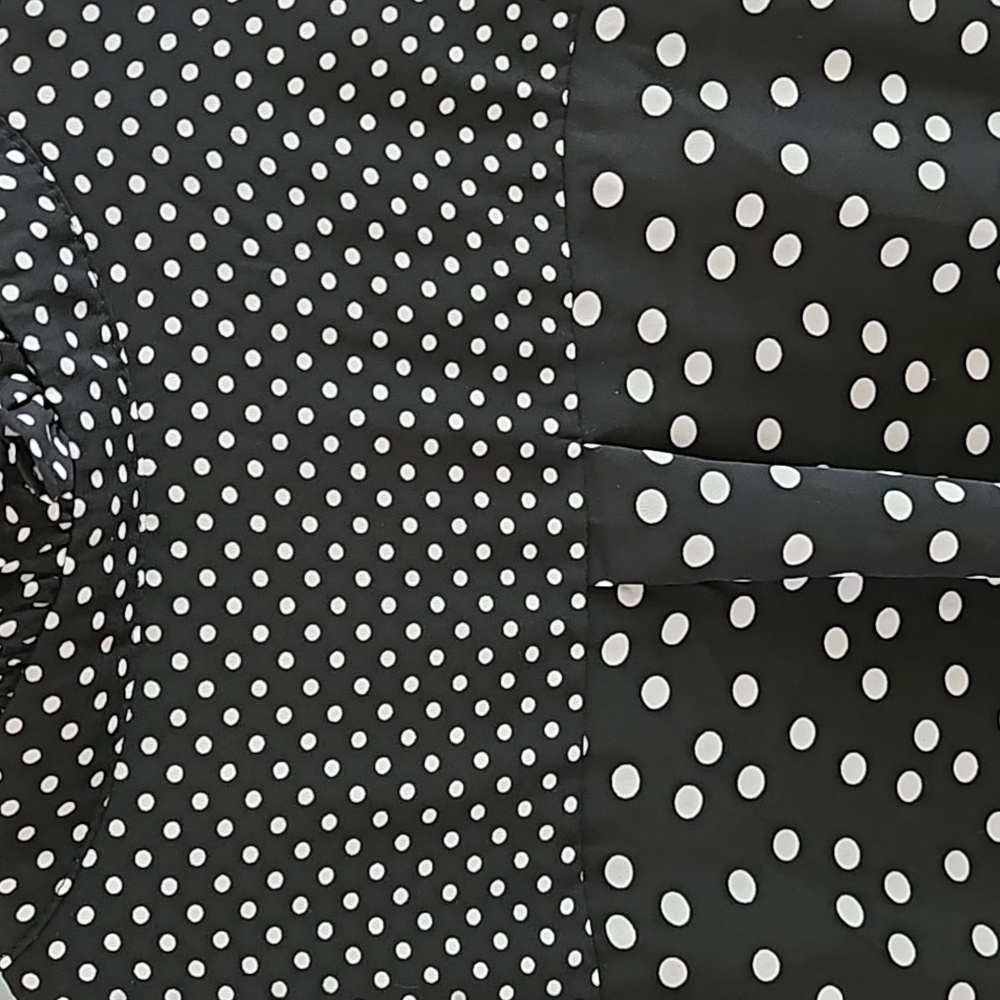 Black Polka Dot ruffle blouse with elastic band waist - Picture 8 of 9